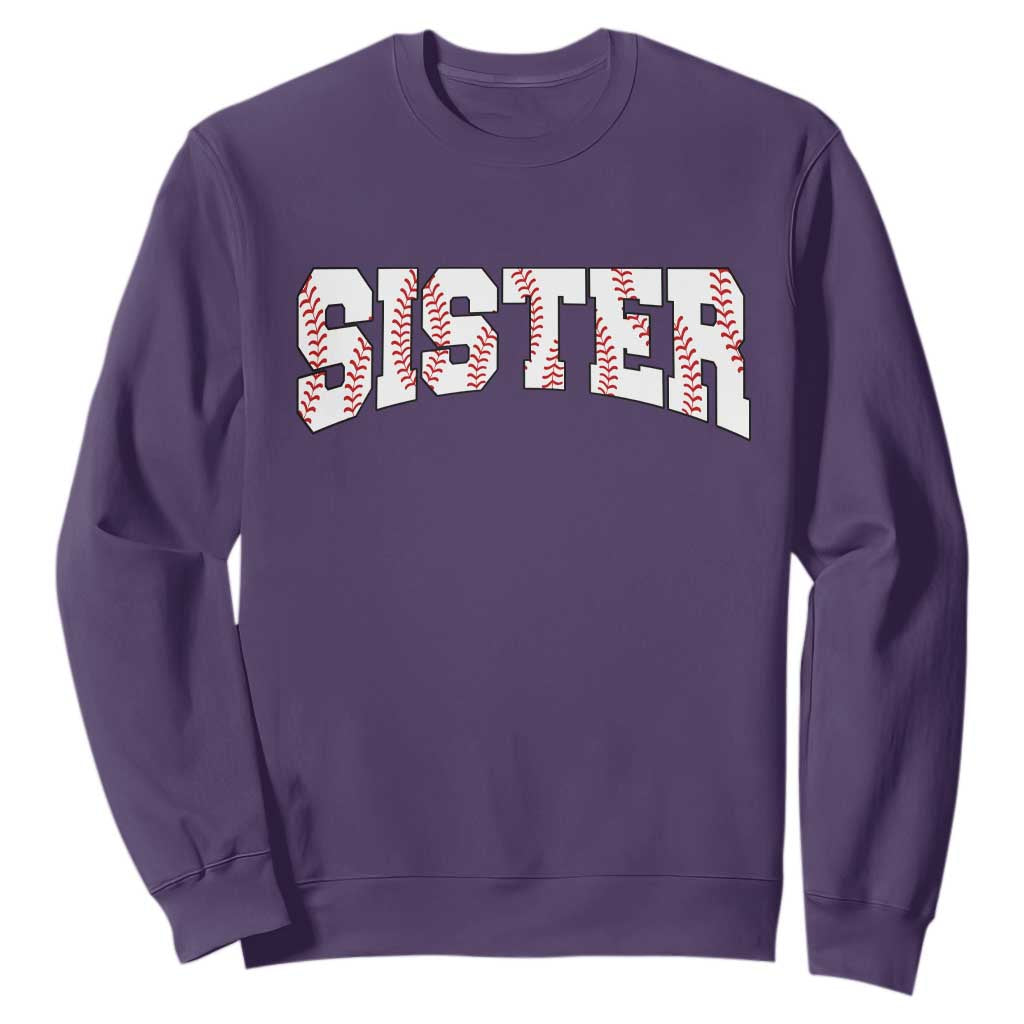 Baseball Sister Sweatshirt Retro Varsity Baseball Season Family TS10 Purple Print Your Wear