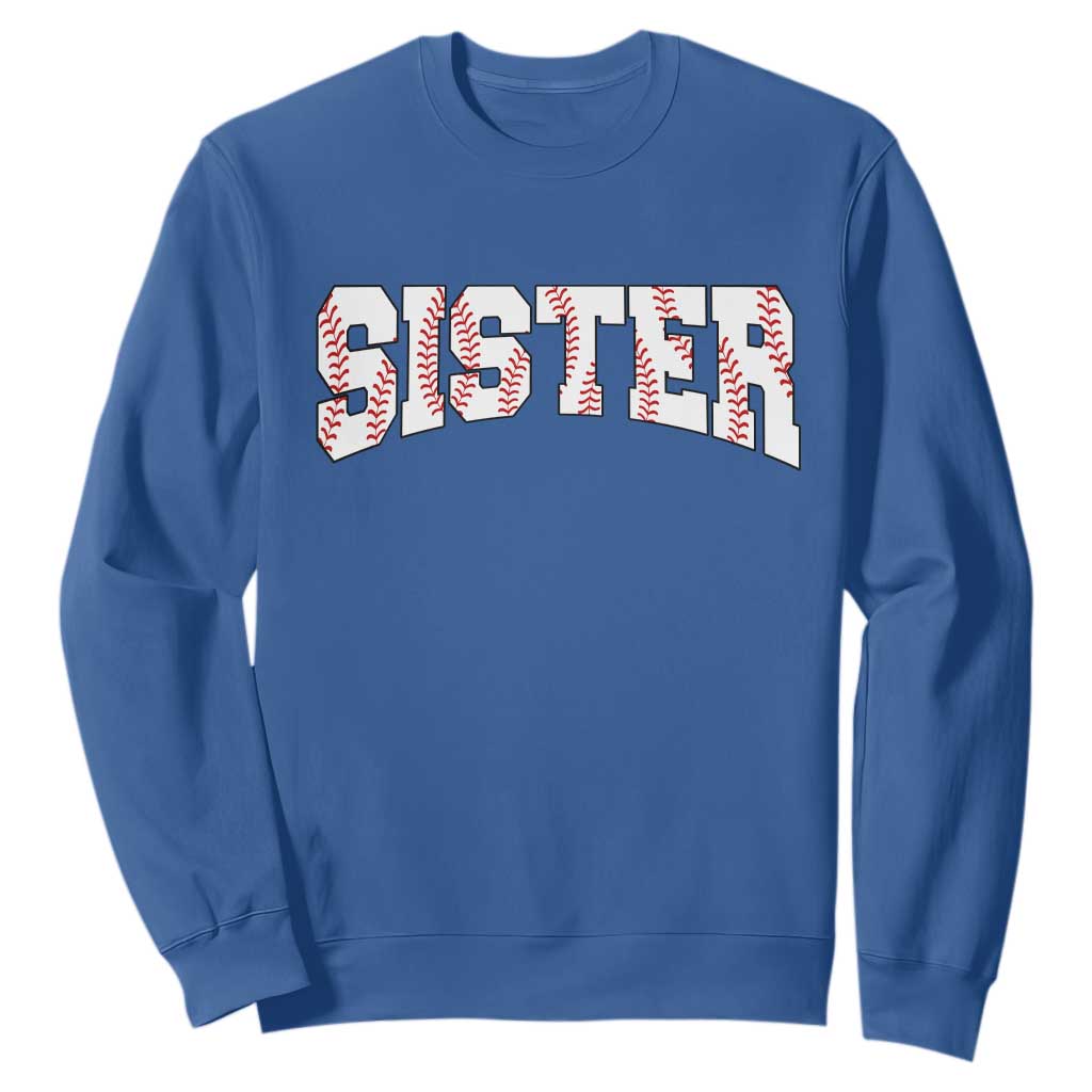 Baseball Sister Sweatshirt Retro Varsity Baseball Season Family TS10 Royal Blue Print Your Wear