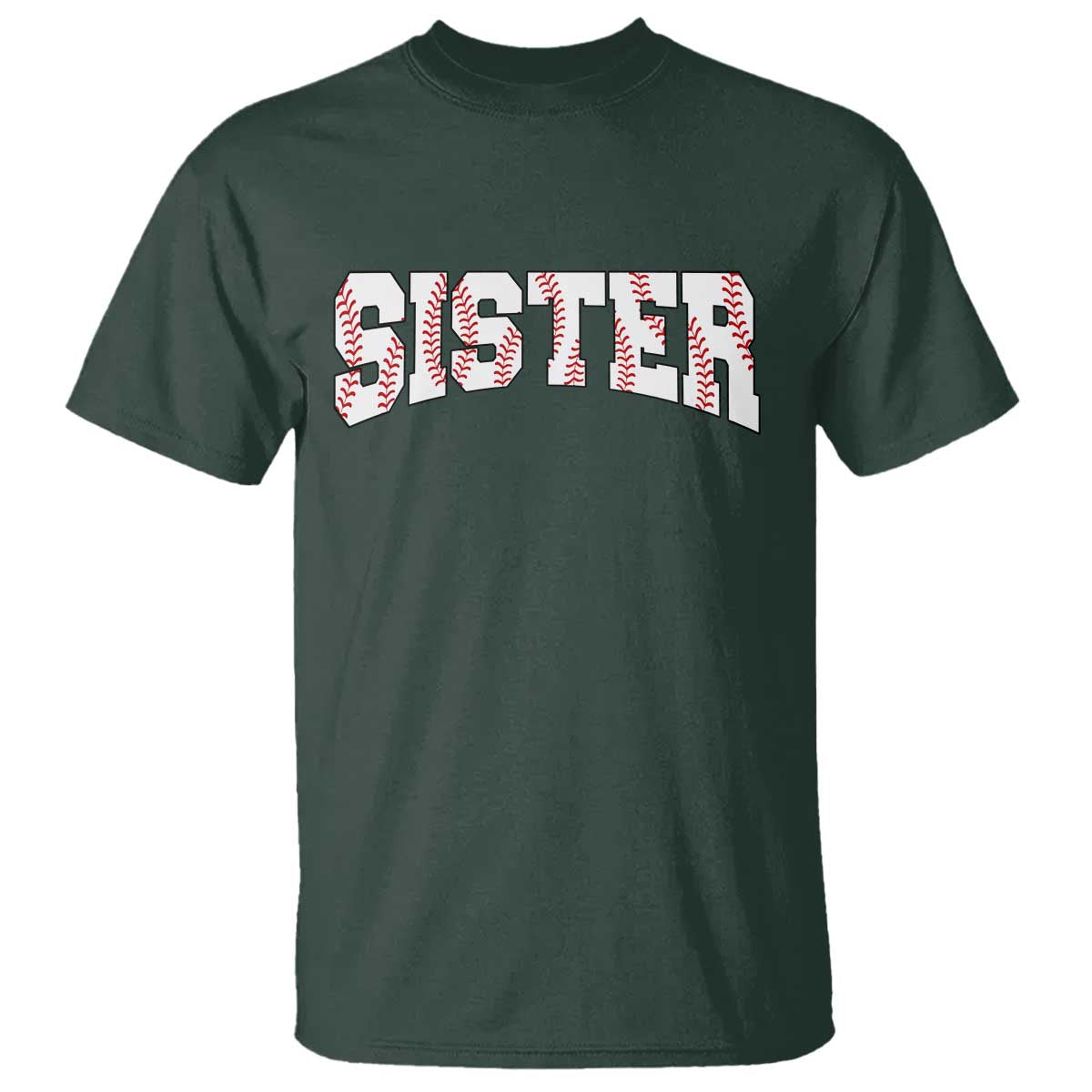 Baseball Sister T Shirt Retro Varsity Baseball Season Family TS10 Dark Forest Green Print Your Wear