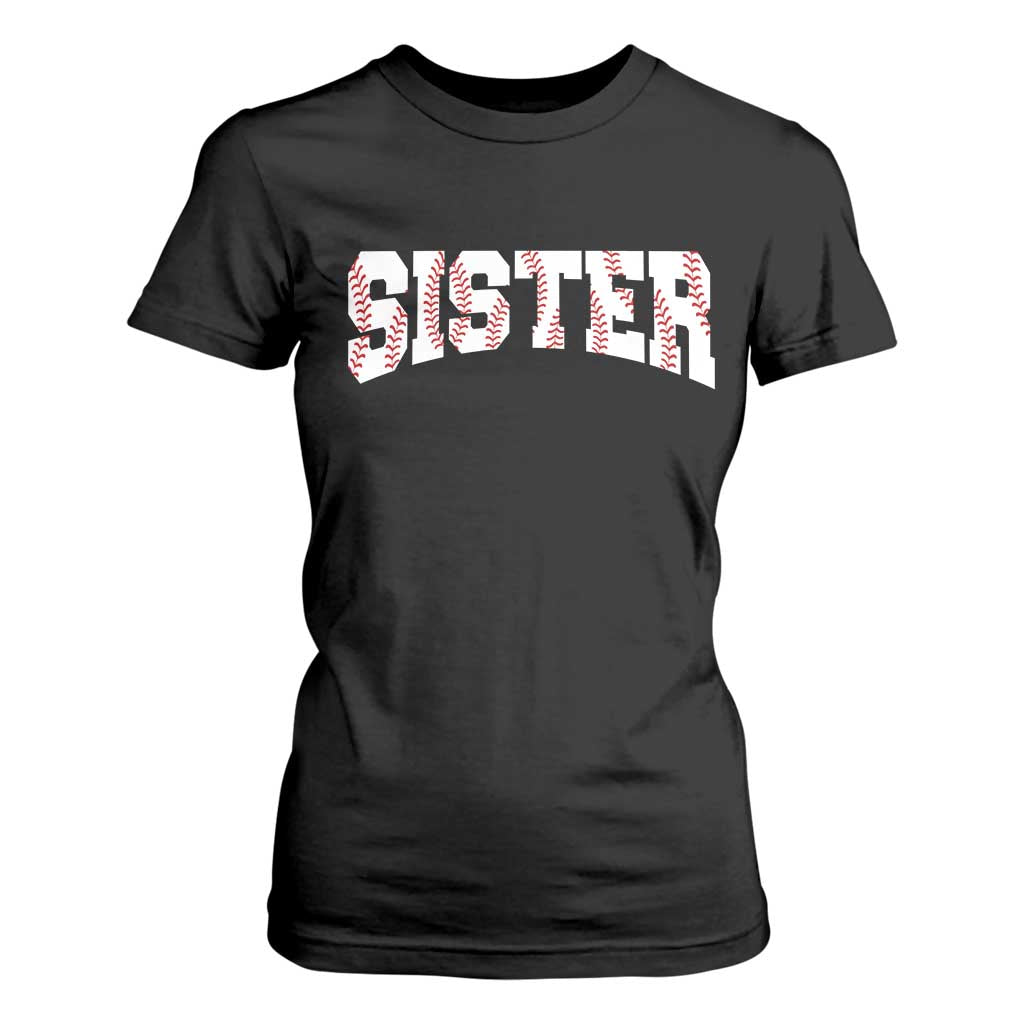 Baseball Sister T Shirt For Women Retro Varsity Baseball Season Family TS10 Black Print Your Wear