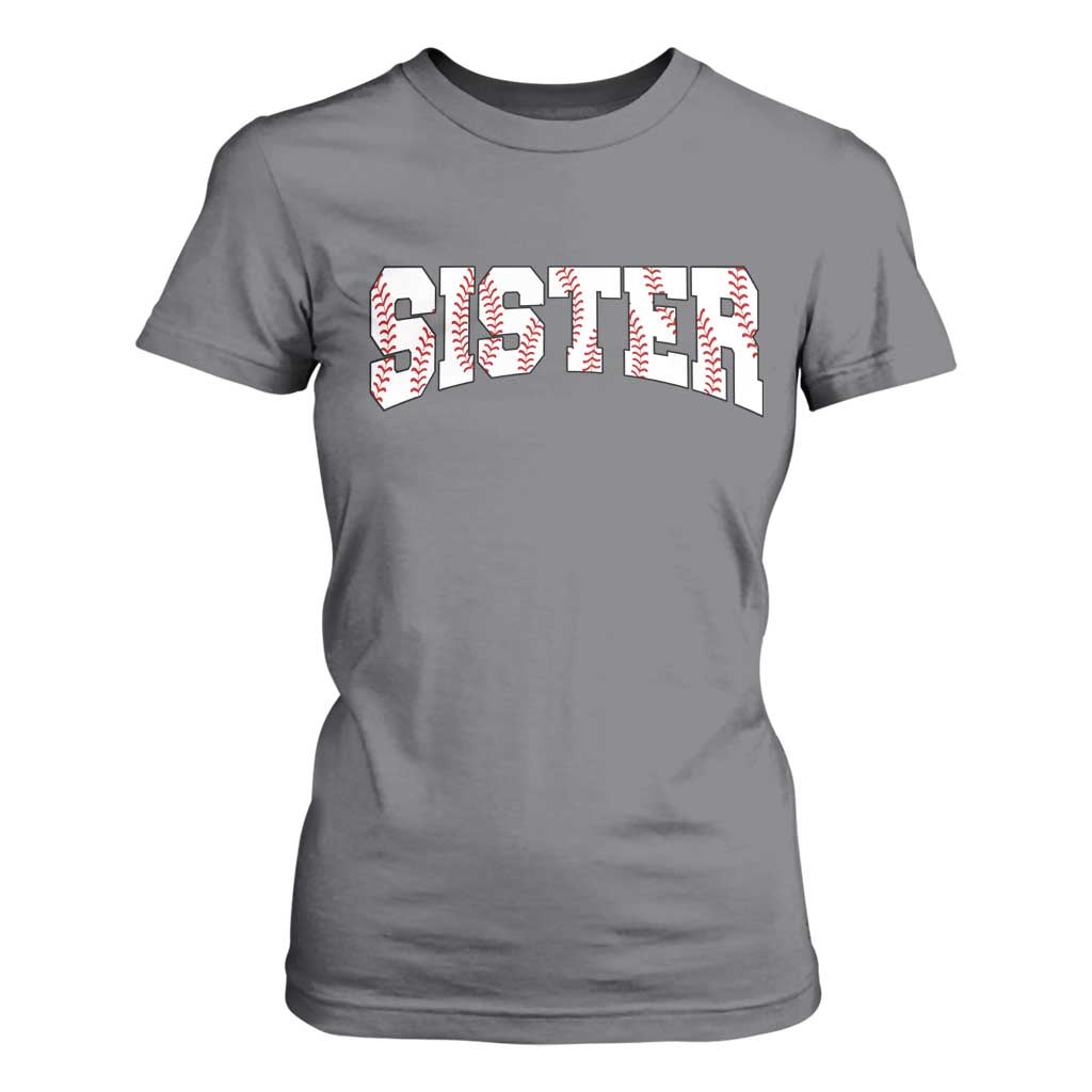 Baseball Sister T Shirt For Women Retro Varsity Baseball Season Family TS10 Charcoal Print Your Wear