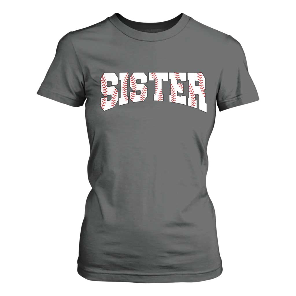 Baseball Sister T Shirt For Women Retro Varsity Baseball Season Family TS10 Dark Heather Print Your Wear