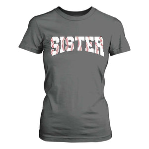 Baseball Sister T Shirt For Women Retro Varsity Baseball Season Family TS10 Dark Heather Print Your Wear