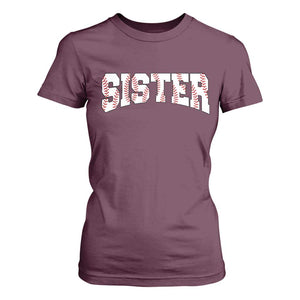 Baseball Sister T Shirt For Women Retro Varsity Baseball Season Family TS10 Maroon Print Your Wear
