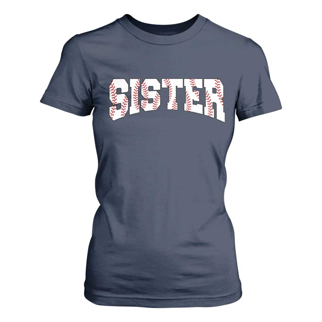 Baseball Sister T Shirt For Women Retro Varsity Baseball Season Family TS10 Navy Print Your Wear