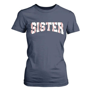 Baseball Sister T Shirt For Women Retro Varsity Baseball Season Family TS10 Navy Print Your Wear