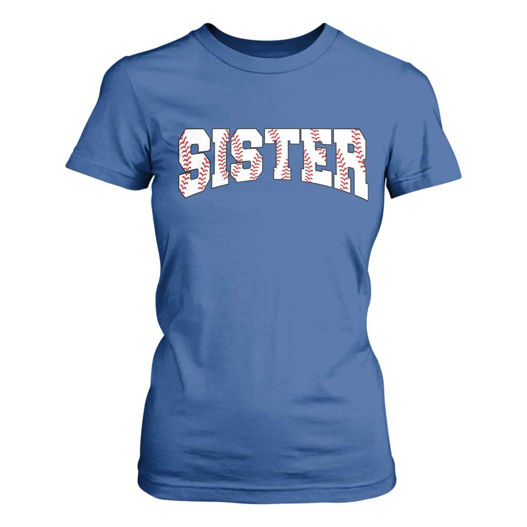 Baseball Sister T Shirt For Women Retro Varsity Baseball Season Family TS10 Royal Blue Print Your Wear