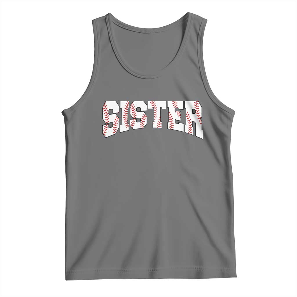 Baseball Sister Tank Top Retro Varsity Baseball Season Family TS10 Black Heather Print Your Wear