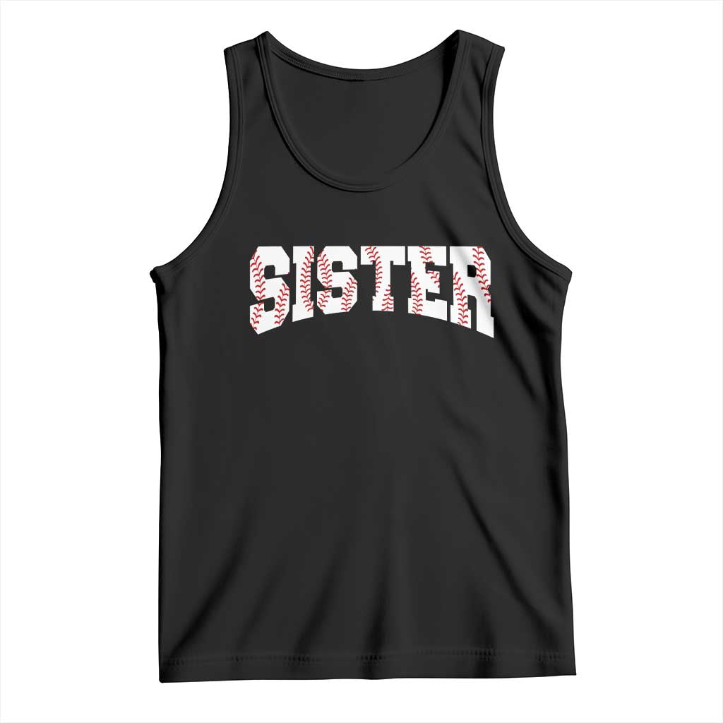 Baseball Sister Tank Top Retro Varsity Baseball Season Family TS10 Black Print Your Wear