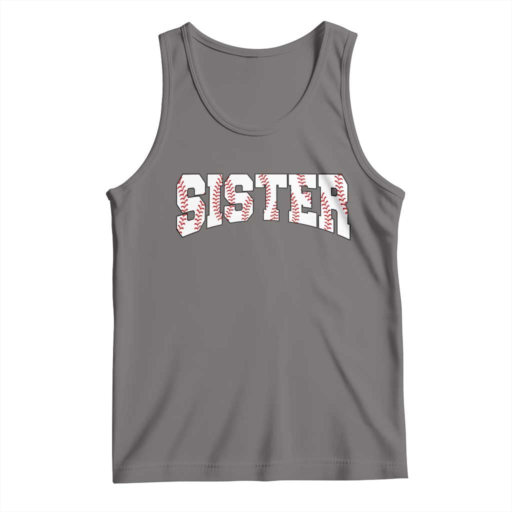 Baseball Sister Tank Top Retro Varsity Baseball Season Family TS10 Deep Heather Print Your Wear