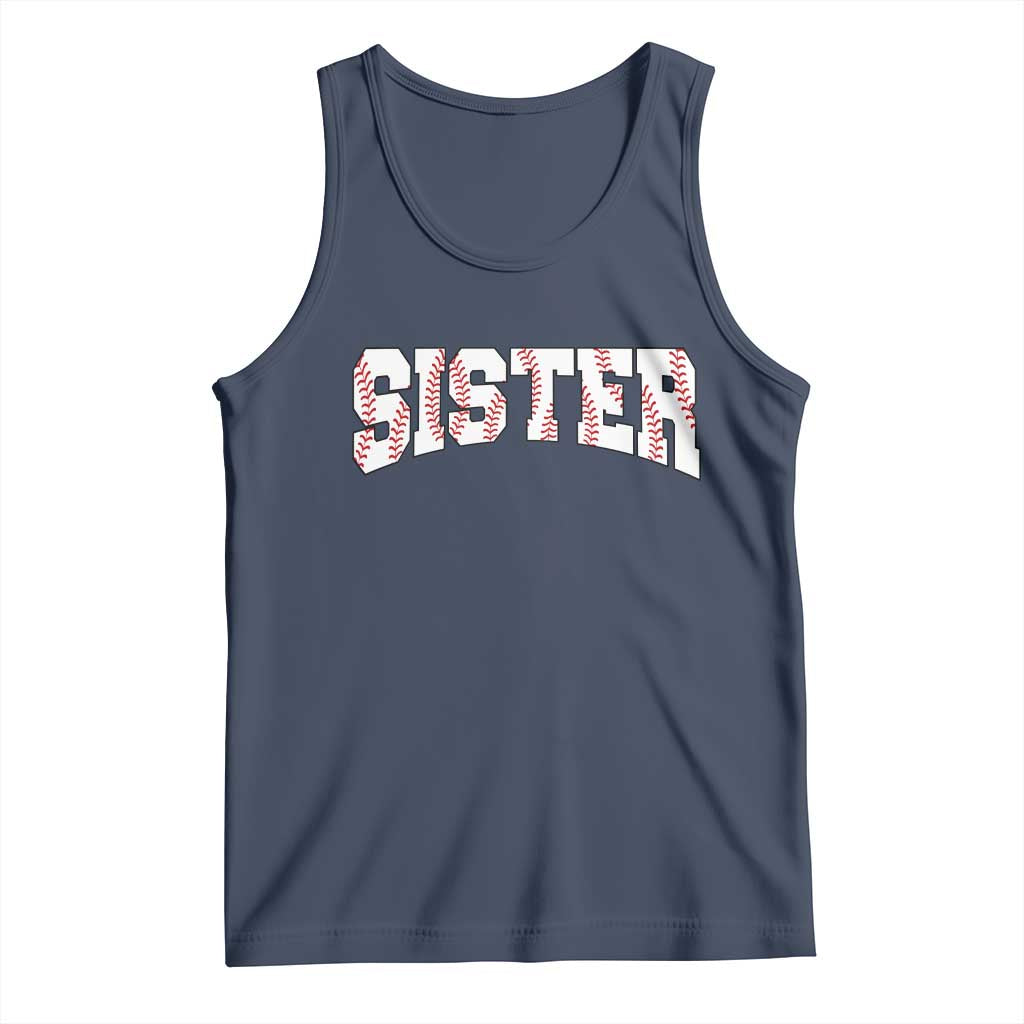 Baseball Sister Tank Top Retro Varsity Baseball Season Family TS10 Navy Print Your Wear