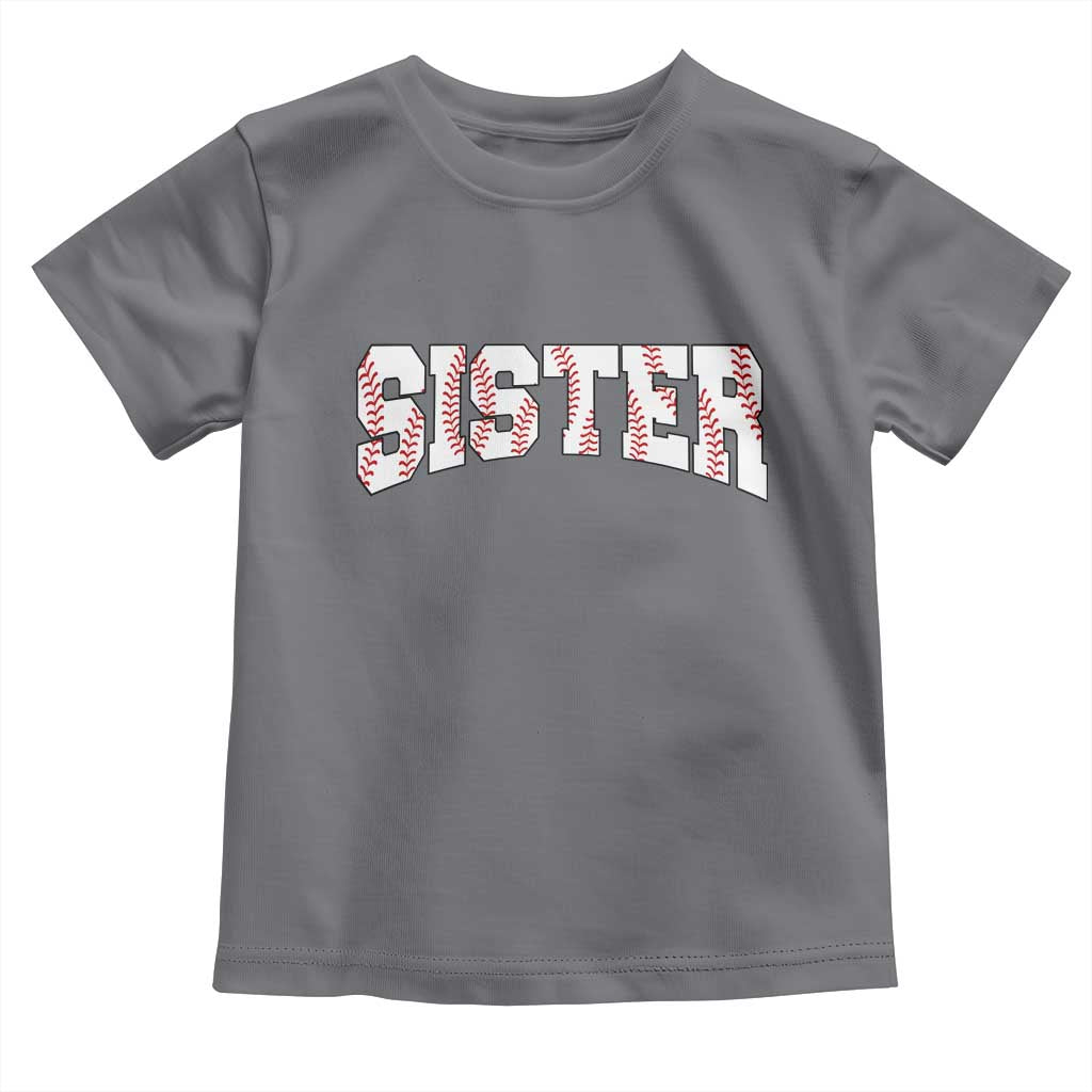 Baseball Sister Toddler T Shirt Retro Varsity Baseball Season Family TS10 Charcoal Print Your Wear