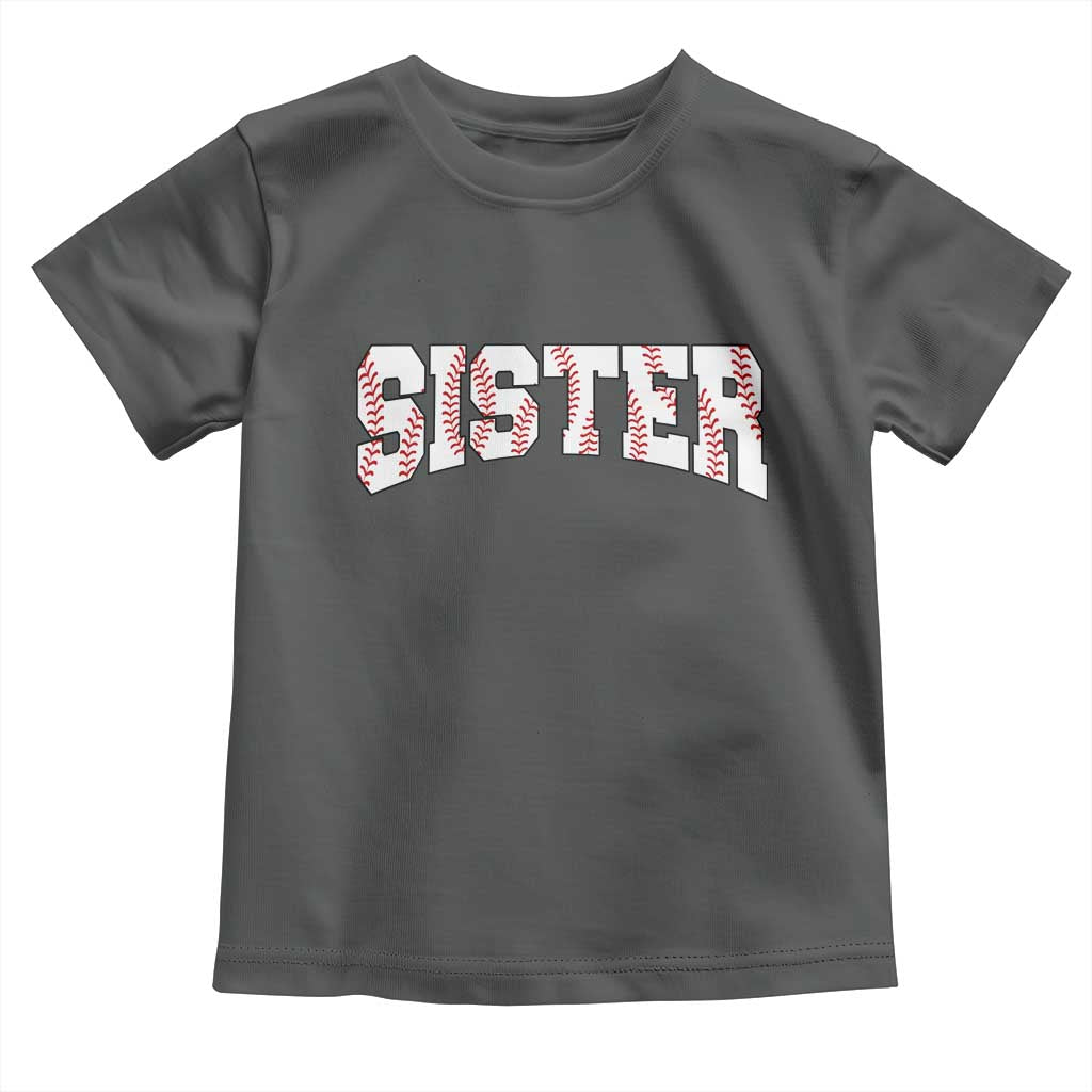 Baseball Sister Toddler T Shirt Retro Varsity Baseball Season Family TS10 Dark Heather Print Your Wear