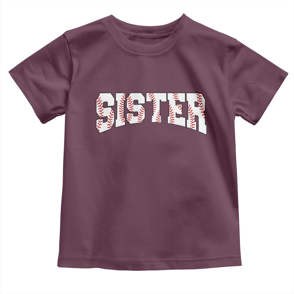 Baseball Sister Toddler T Shirt Retro Varsity Baseball Season Family TS10 Maroon Print Your Wear