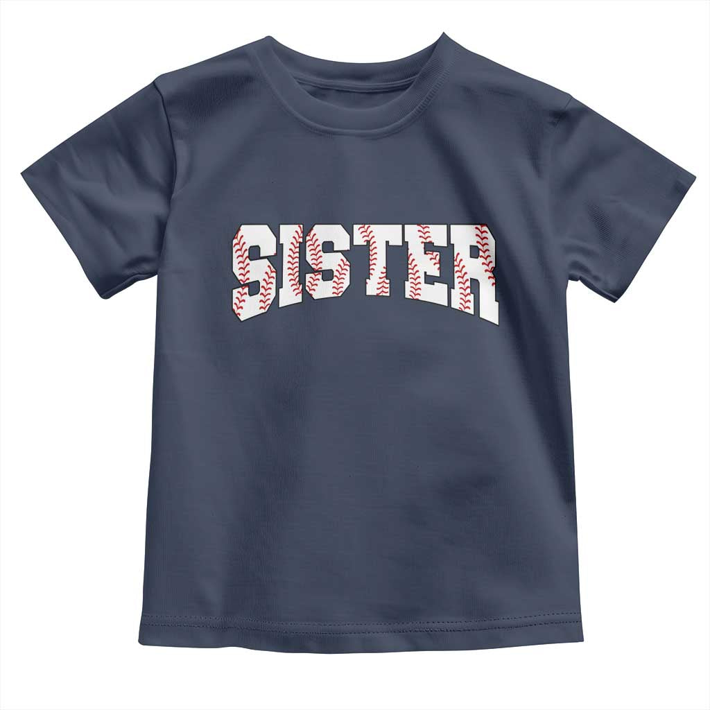 Baseball Sister Toddler T Shirt Retro Varsity Baseball Season Family TS10 Navy Print Your Wear
