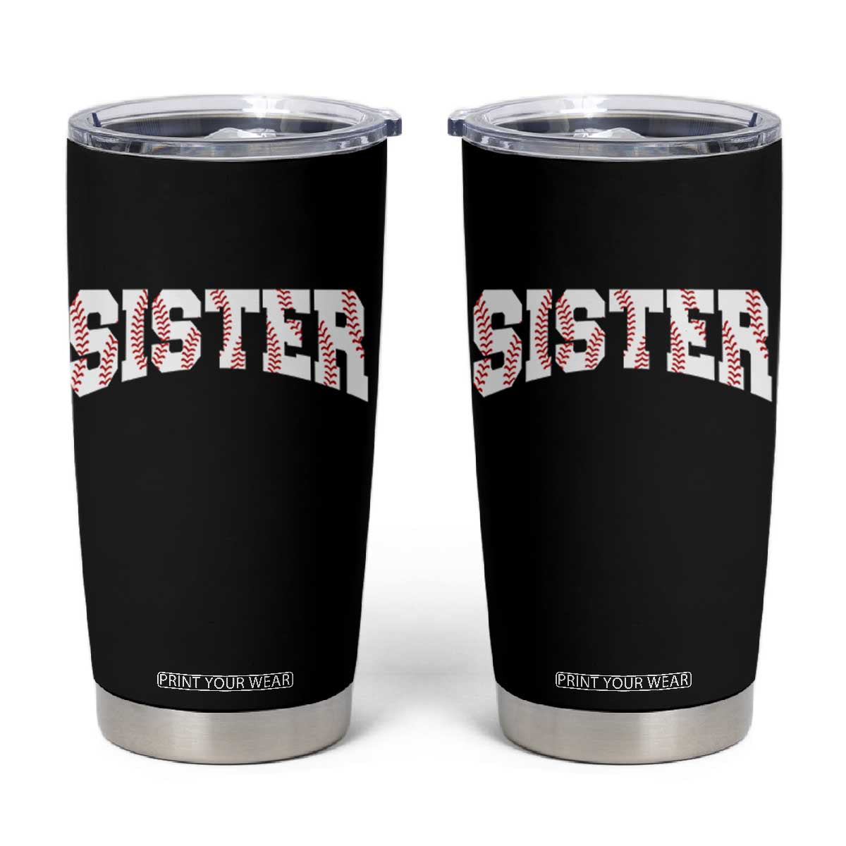 Baseball Sister Tumbler Cup Retro Varsity Baseball Season Family TS10 Black Print Your Wear