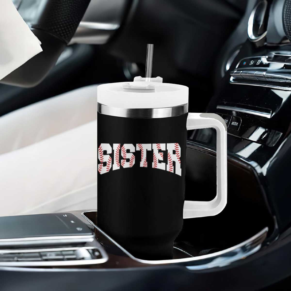 Baseball Sister Tumbler With Handle Retro Varsity Baseball Season Family TS10 Print Your Wear