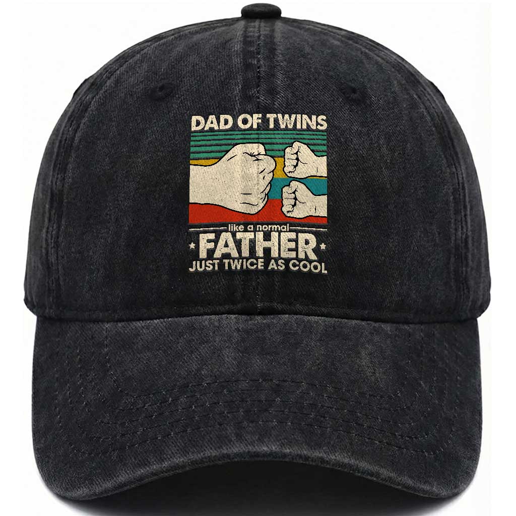 Retro Twin Dad Washed Cotton Baseball Cap Like A Normal But Just Twice As Cool TS10 Print Your Wear