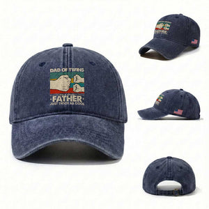 Retro Twin Dad Washed Cotton Baseball Cap Like A Normal But Just Twice As Cool TS10 Washed Cap Universal Fit Navy Print Your Wear