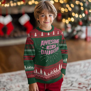 Awesome Like My Daughter Knit Sweatshirt Funny Girl Dad Fathers Day - Print Your Wear