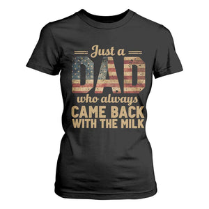 Just A Dad Who Always Came Back With The Milk T Shirt For Women Retro Raccoon American Flag TS10 Black Print Your Wear