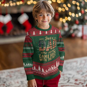 Just A Dad Who Always Came Back With The Milk Knit Sweatshirt Retro American Flag TS10 Christmas Print Your Wear