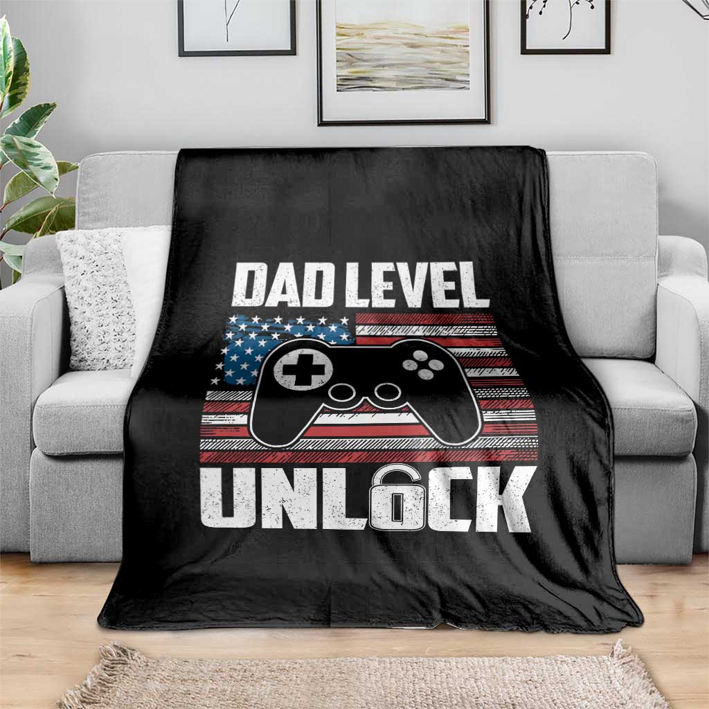 Funny New Dad Throw Blanket First Fathers Day Dad Level Unlocked Gaming Gamer TS10 Print Your Wear