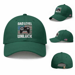 Funny New Dad Baseball Cap First Fathers Day Dad Level Unlocked Gaming Gamer TS10 Baseball Cap Universal Fit Irish Green Print Your Wear