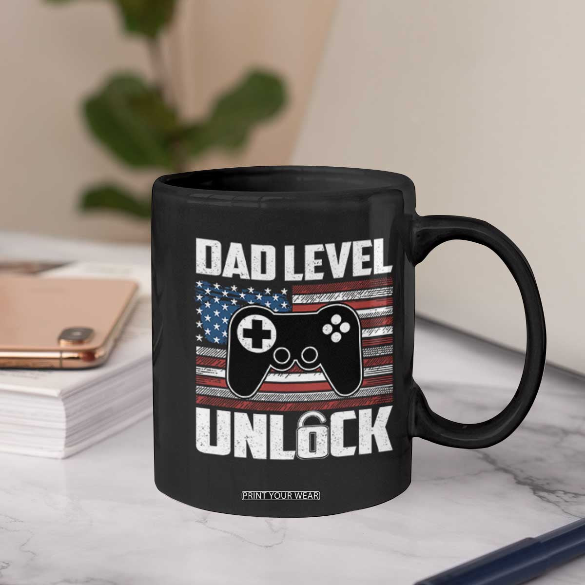 Funny New Dad Coffee Mug First Fathers Day Dad Level Unlocked Gaming Gamer TS10 Print Your Wear