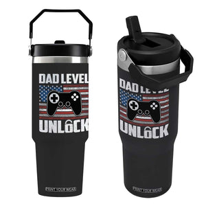 Funny New Dad Flip Straw Tumbler First Fathers Day Dad Level Unlocked Gaming Gamer TS10 One Size: 30 oz Black Print Your Wear