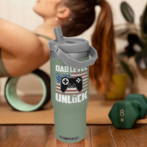 Funny New Dad Flip Straw Tumbler First Fathers Day Dad Level Unlocked Gaming Gamer TS10 One Size: 30 oz Moss Green Print Your Wear