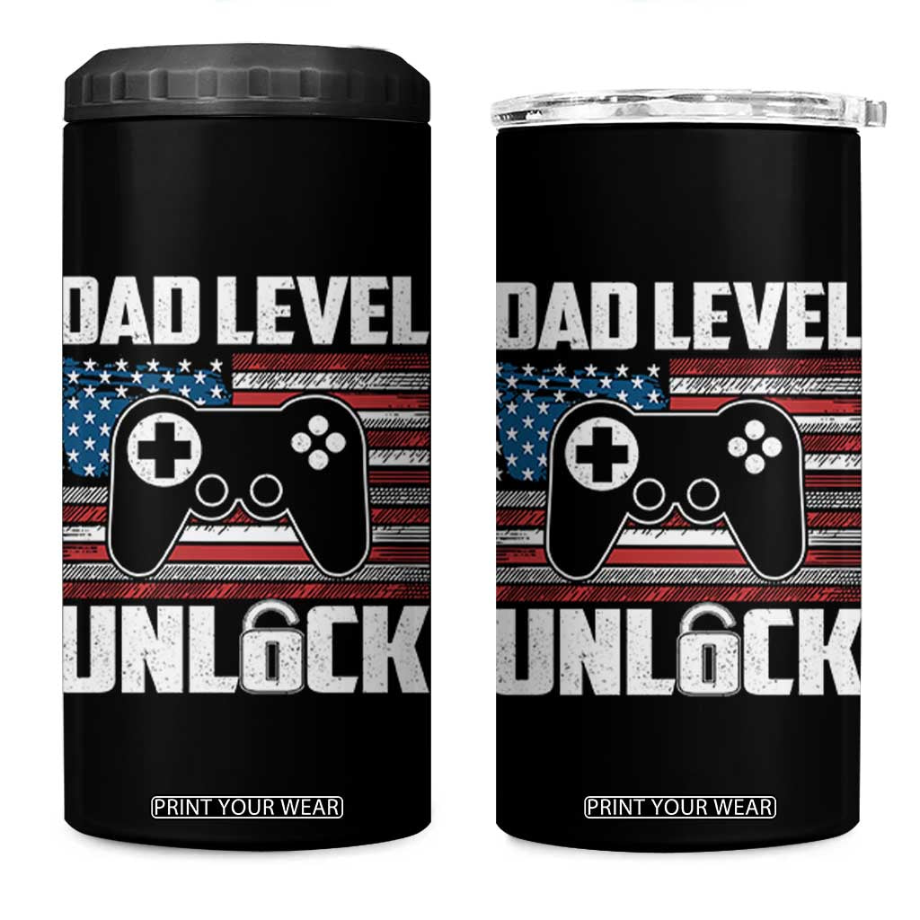 Funny New Dad 4 in 1 Can Cooler Tumbler First Fathers Day Dad Level Unlocked Gaming Gamer TS10 One Size: 16 oz Black Print Your Wear