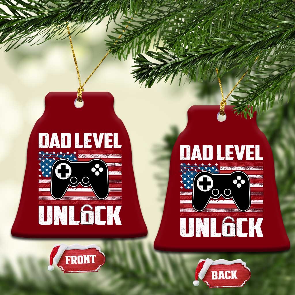 Funny New Dad Ceramic Ornament First Fathers Day Dad Level Unlocked Gaming Gamer TS10 Print Your Wear