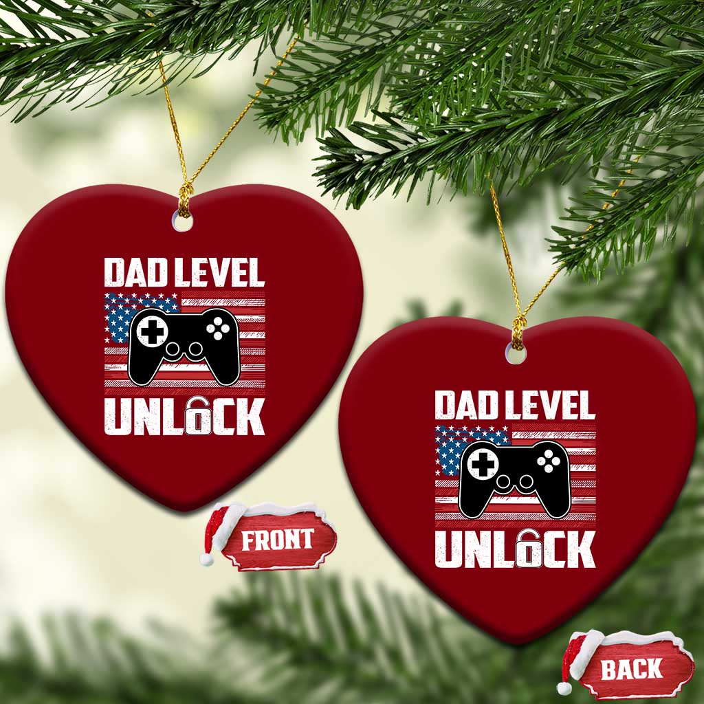 Funny New Dad Ceramic Ornament First Fathers Day Dad Level Unlocked Gaming Gamer TS10 Print Your Wear