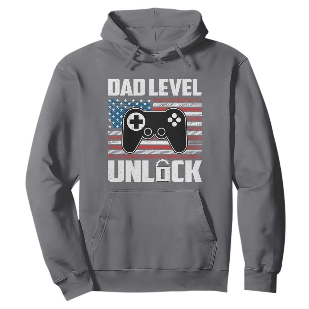 Funny New Dad Hoodie First Fathers Day Dad Level Unlocked Gaming Gamer TS10 Charcoal Print Your Wear