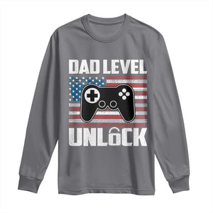 Funny New Dad Long Sleeve Shirt First Fathers Day Dad Level Unlocked Gaming Gamer TS10 Charcoal Print Your Wear