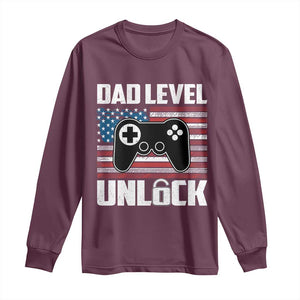 Funny New Dad Long Sleeve Shirt First Fathers Day Dad Level Unlocked Gaming Gamer TS10 Maroon Print Your Wear