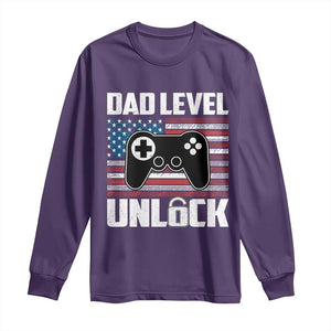 Funny New Dad Long Sleeve Shirt First Fathers Day Dad Level Unlocked Gaming Gamer TS10 Purple Print Your Wear