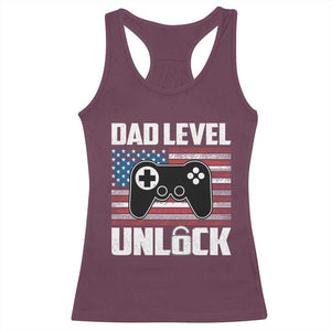 Funny New Dad Racerback Tank Top First Fathers Day Dad Level Unlocked Gaming Gamer TS10 Maroon Print Your Wear