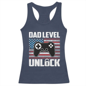 Funny New Dad Racerback Tank Top First Fathers Day Dad Level Unlocked Gaming Gamer TS10 Navy Print Your Wear