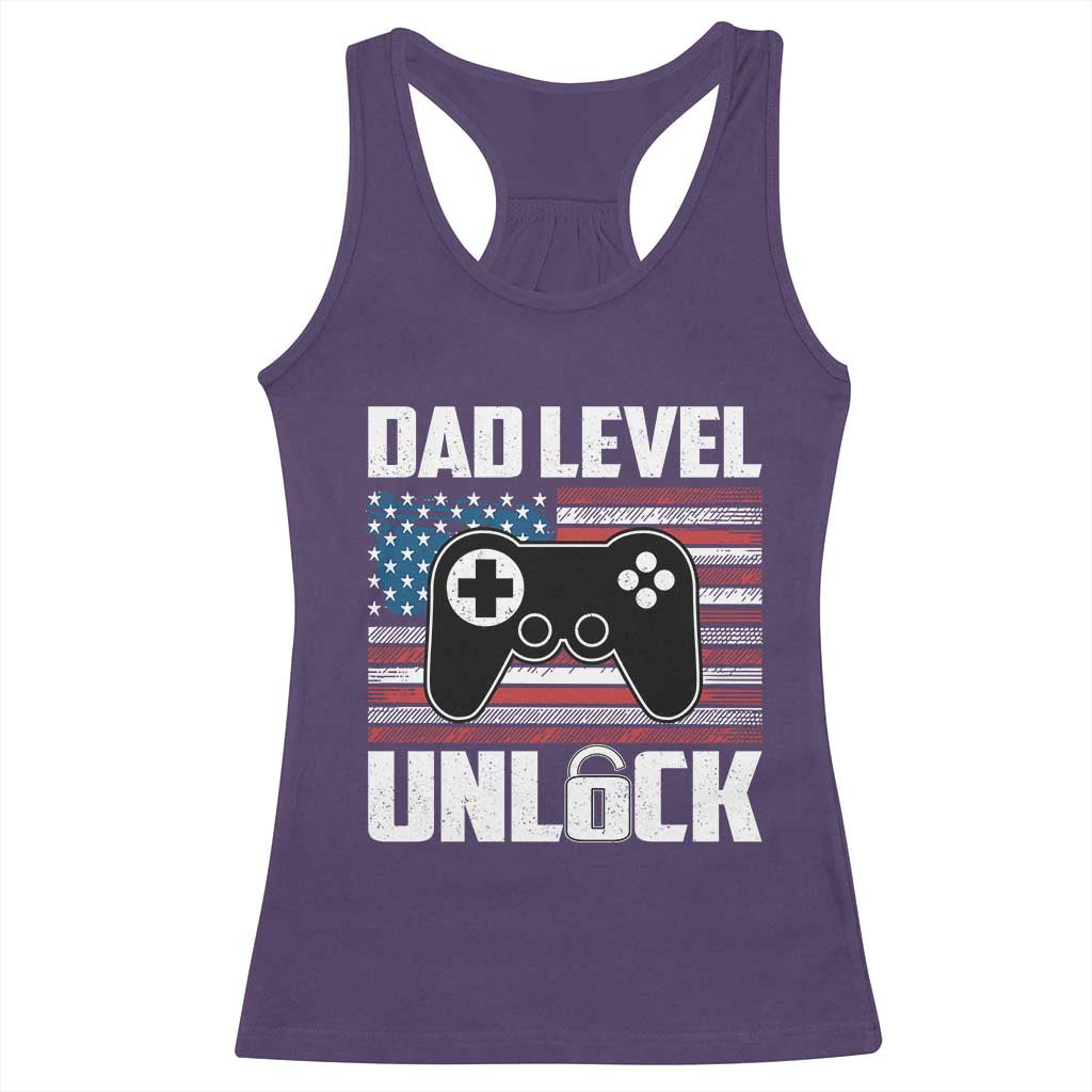 Funny New Dad Racerback Tank Top First Fathers Day Dad Level Unlocked Gaming Gamer TS10 Purple Print Your Wear
