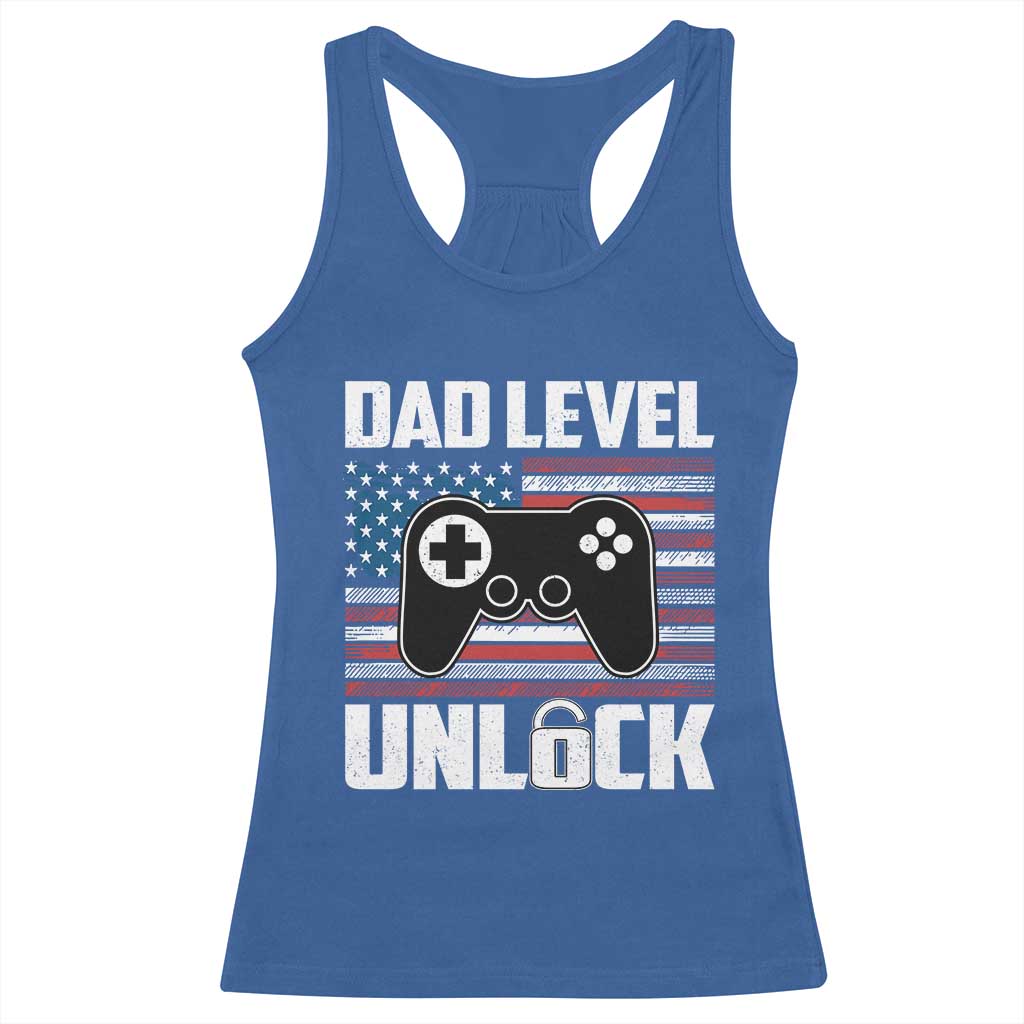Funny New Dad Racerback Tank Top First Fathers Day Dad Level Unlocked Gaming Gamer TS10 Royal Blue Print Your Wear