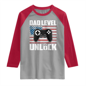 Funny New Dad Raglan Shirt First Fathers Day Dad Level Unlocked Gaming Gamer TS10 Sport Gray Red Print Your Wear