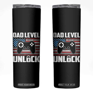 Funny New Dad Skinny Tumbler First Fathers Day Dad Level Unlocked Gaming Gamer TS10 Black Print Your Wear