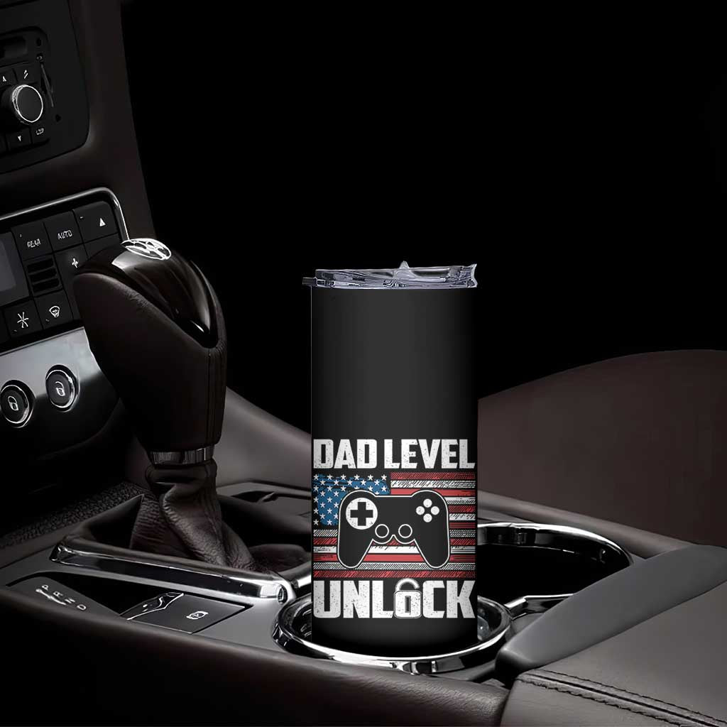 Funny New Dad Skinny Tumbler First Fathers Day Dad Level Unlocked Gaming Gamer TS10 Print Your Wear