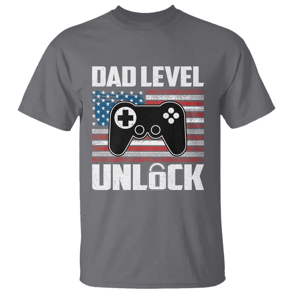 Funny New Dad T Shirt First Fathers Day Dad Level Unlocked Gaming Gamer TS10 Charcoal Print Your Wear