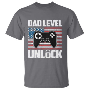 Funny New Dad T Shirt First Fathers Day Dad Level Unlocked Gaming Gamer TS10 Charcoal Print Your Wear