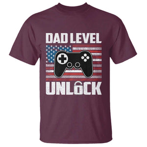 Funny New Dad T Shirt First Fathers Day Dad Level Unlocked Gaming Gamer TS10 Maroon Print Your Wear