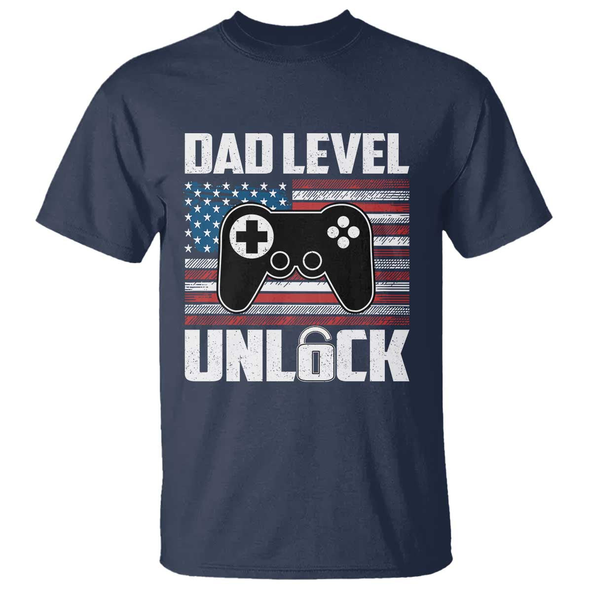 Funny New Dad T Shirt First Fathers Day Dad Level Unlocked Gaming Gamer TS10 Navy Print Your Wear