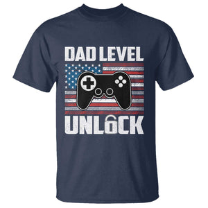 Funny New Dad T Shirt First Fathers Day Dad Level Unlocked Gaming Gamer TS10 Navy Print Your Wear